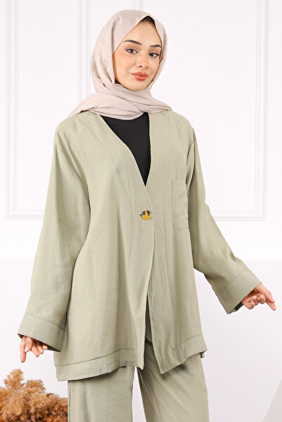 İmajButik Khaki Single Button Jacket Pants Suit