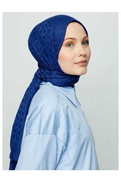 VALORSCARF Valor bloom desen ipek jakar şal koyu kot mavi