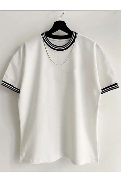 LA GULER Καλοκαιρινό μπλουζάκι Unisex Oversize με γιακά μανίκι Rib