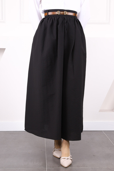 İmajButik Black Waist Belted Gathered Skirt