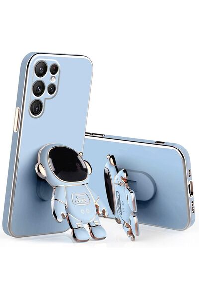 Rivor Samsung Galaxy S25 Ultra Kılıf Parlak Kenarlı Altın İşleme Astronot Fig...