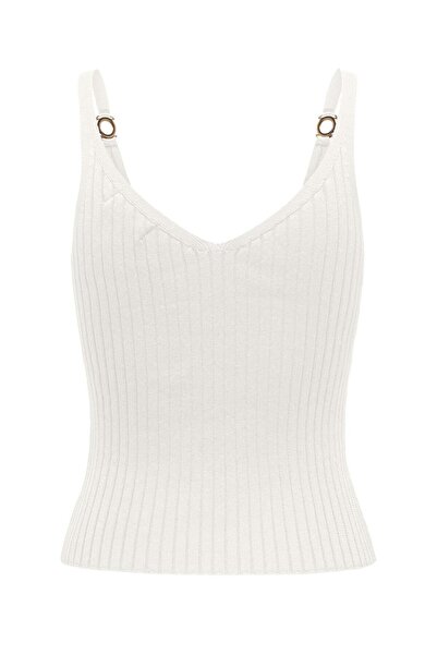 ONLY Top cu decolteu în V Cloud Dancer - Onlalıcıa, S/L Detaliat, Knt 15318057