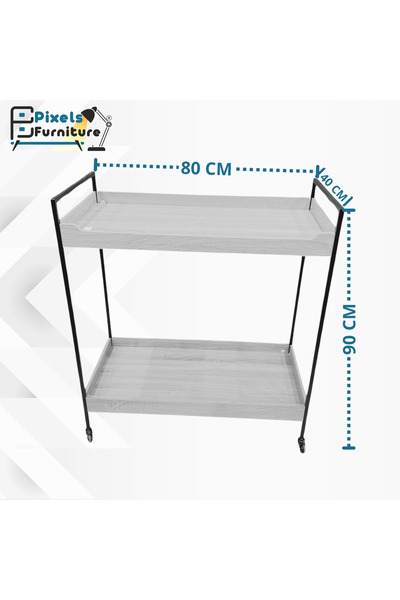 PixelsFurniture Pixel Furniture Rectangular 2-Tier Mobile Tea and Coffee Serving Trolley