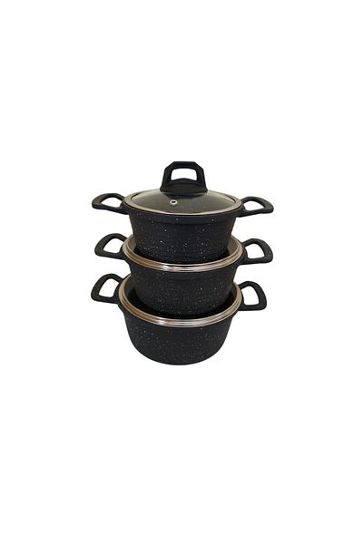 Leony 6 Piece Cast Granite Deep Pot Set (16/18/20 cm)