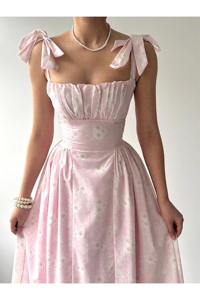 Julidress Φόρεμα με λουλουδάτο μοτίβο με κορσέ με λεπτομέρεια πλισέ μίντι μήκους