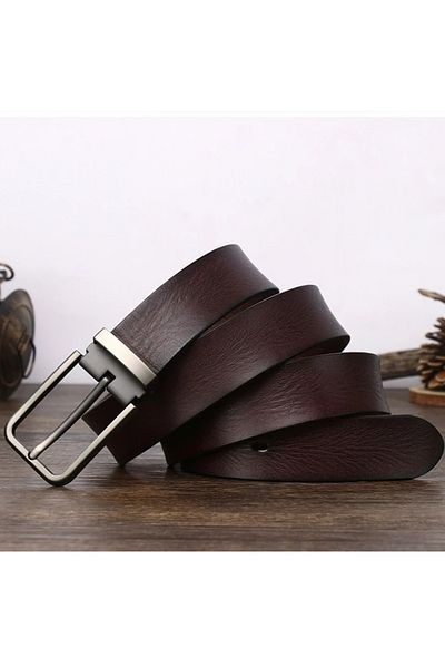 delis Men's Belt C-161, Genuine Leather, Dark Brown