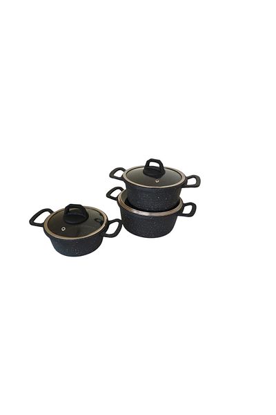 Leony 6 Piece Cast Granite Deep Pot Set (16/18/20 cm)