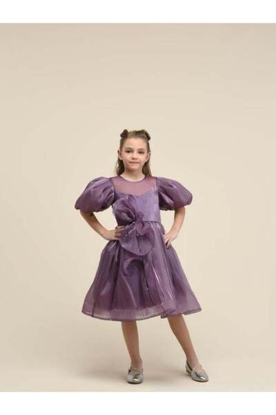 Zekids Κομψό και λαμπερό βραδινό φόρεμα για κορίτσια με μανίκια με μπαλόνι