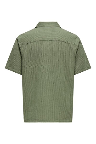 Only & Sons Чоловіча сорочка з вафельної тканини для літнього курорту - ONSBertil Model-Зелена
