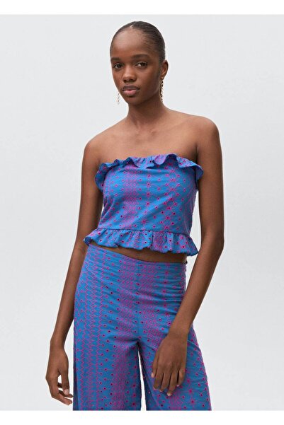 Mango Teen Kontrastne vezene pantalone