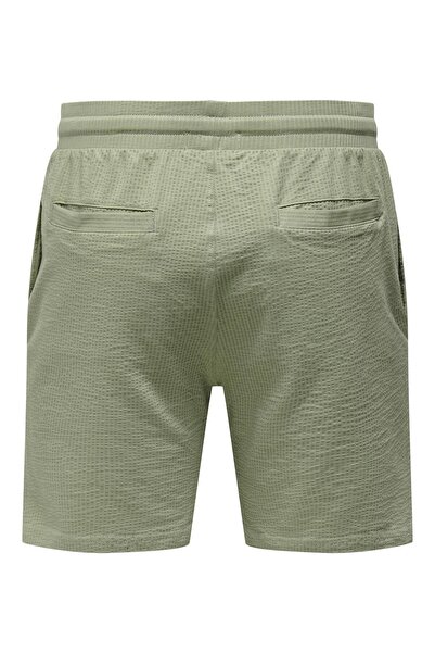 Only & Sons Men's Seersucker Fabric Relaxed Cut Shorts - Light Green"
