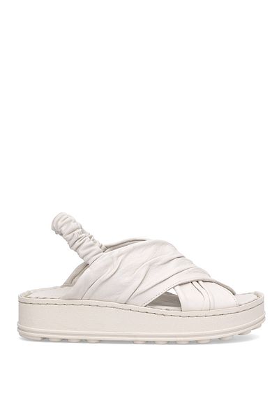 Mammamia D25Ys-2585 Women Genuine Leather Flat Sandals Bone