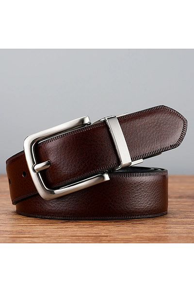 delis Double-Sided Belt for Men C-136, Genuine Leather, Black-Brown