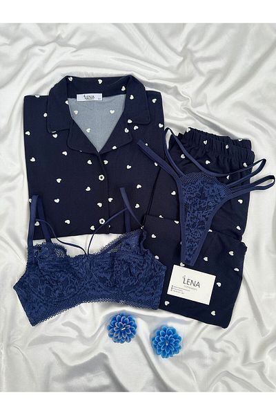 Lena Homewears Set de pijamale cu mânecă scurtă Milan cu model Lena pentru femei