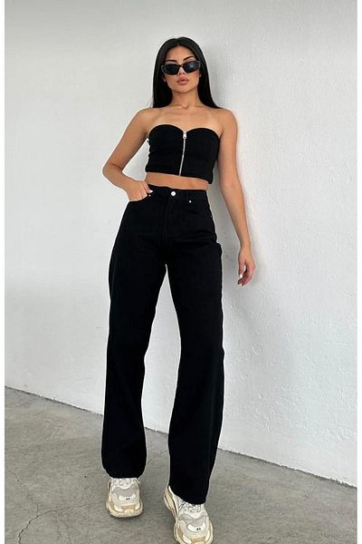 dressmix Emily Black Loose Women's Jeans Loose Lycra Palazzo Jeans Trousers-5