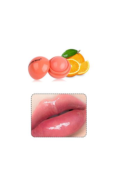 Muchmy 2 Pcs Orange Fruit Flavor Anti Crack Lip Moisturizing Lip Balm Round Shape Lips Care Shiny Lips