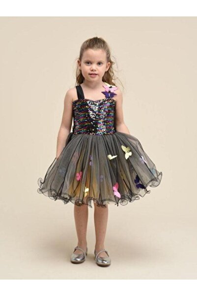 Zekids Βραδινό φόρεμα για κορίτσια με κεντητό τούλι με λεπτομέρεια σχέδιο πετ...