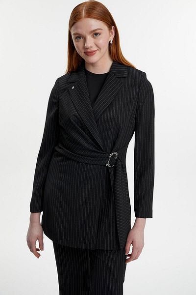 Zühre Double Breasted Collar Line Patterned Bottom Top Double Suit Tk-1515