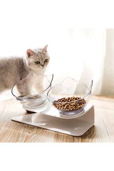 Avex Inclined Stand With 2 Cat Feeding Bowls Ag684b