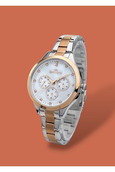 Belmond Original 2 Years Warranty Functions Active 3 Atm Waterproof Silver Rose Gold Color Steel Cord Watch