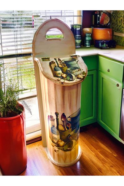 herbantine Wooden Painting Hanging Bag Holder Kitchen Box