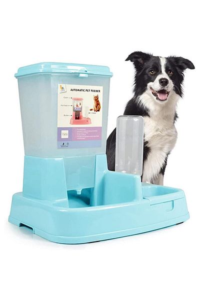 Avex Dozator de hrana si apa pentru animale, 2in1, culoare Albastru