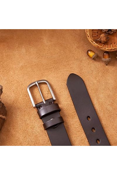 delis Men's Belt C-142, Genuine Leather, Dark Brown