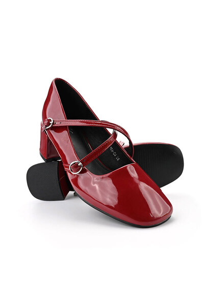 Tmall Pantofi sport de damă, cu toc gros, din piele ecologică, P1287, culoare vișinie