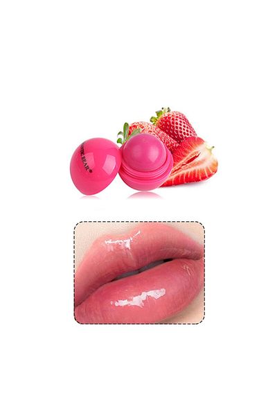 Muchmy مرطب شفاه مضاد للتشقق بنكهة فاكهة الفراولة، مرطب شفاه دائري الشكل للعناية بالشفاه، مرطب شفاه لامع