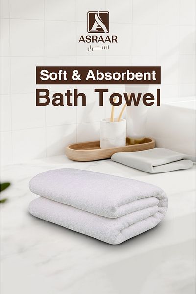 Asraar Bathroom Shower Soft Towels White Color,80x50cm 250g,Lightweight and Quick Drying ,Ideal Gift Choice