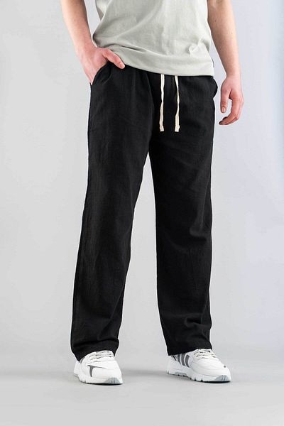 bombe Men's pants elastic waist linen casual stretchy Stretch Fabric basic cotton jogger