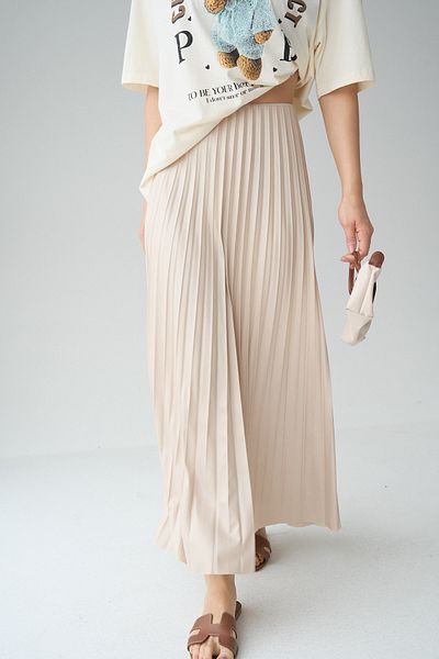 Panku Bizu Design Store Pavlina Cream Color Pleated Long Skirt