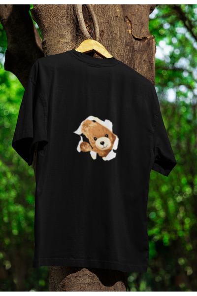 MG Bear Printed Unisex Crew Neck Cotton Oversize Short Sleeve T-Shirt