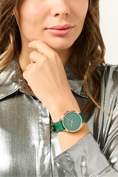 Calvin Klein Women 25200273 Leather Analog Watch 34 mm, Green