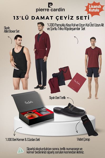Pierre Cardin Men's Licensed Boxed Claret Red 13-Piece Groom Dowry Set Qçs.6Ey.Tk.Z6K06.13.L