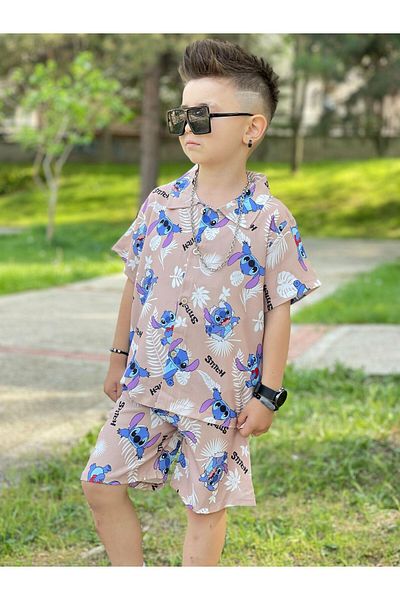 loisswear Boy's Stitch Printed Shirt Shorts Set