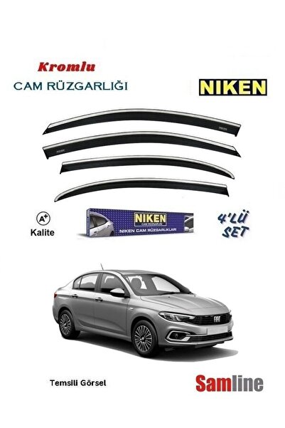 Niken Fiat Egea Sedan (2015-2025) Kromlu Cam Rüzgarlığı 4'lü Set