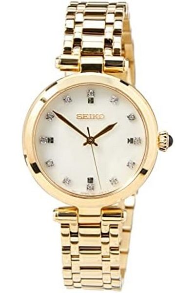 Seiko White/Yellow Gold Toned Steel 30 mm Watch - SRZ536P1