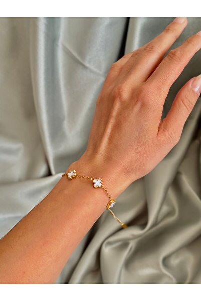 S&D Yonca Bileklik Beyaz Çelik Kararmaz Solmaz