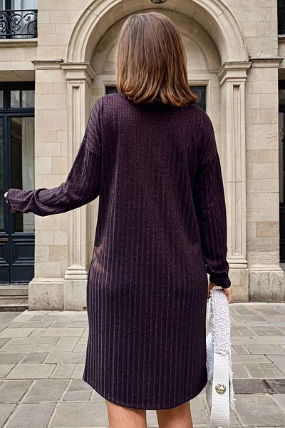 bacc Women's Burgundy Polo Neck Loose Self-Patterned Glitter Dress Bcbsk-25700-2988