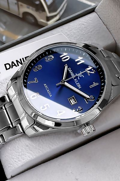 Daniel Klein Men's Wristwatch 3 Atm Waterproof Silver Color Steel Strap and Bracelet