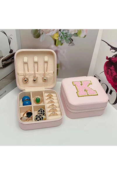 Choice صندوق تخزين مجوهرات صغير K أفكار هدايا وصيفة العروس حقيبة مجوهرات للسفر الحرف الأول مع اسم الميلاد.