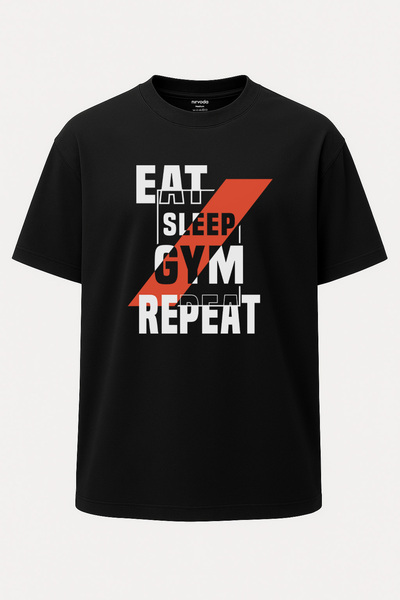 nirvoda Tricou cu imprimeu unisex Eat Sleep GYM Fitness