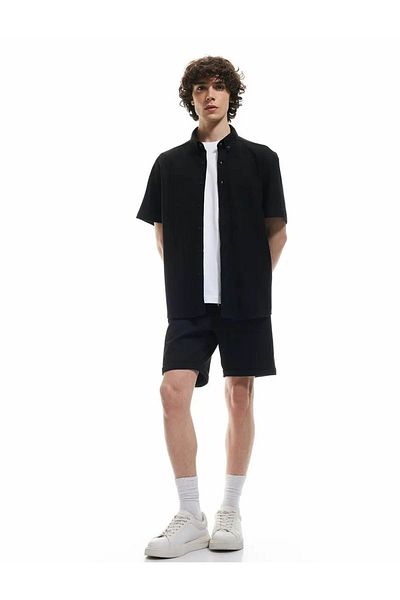 Koton Ανδρικό σορτς Bermuda Pike Fabric Μαύρο 5sam40001mk