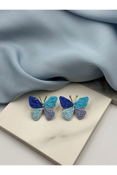Lumiera Blue Shades Butterfly Figured Design Summer Concept Earrings