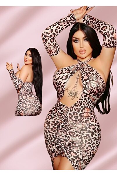 RAHAF TİCARET Leopar Desenli Elbise