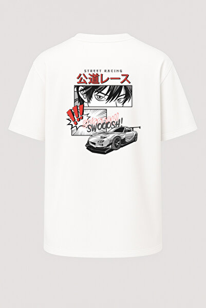 nirvoda Μπλουζάκι Unisex Oversize Street Racing με στάμπα