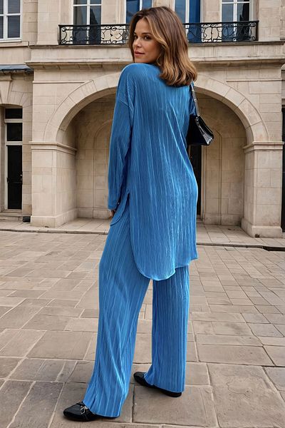 bacc Women's Blue Oversize Double Bottom Top Set Bcbsk-25700-3573
