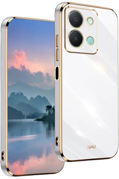 Rivor جراب متوافق مع Vivo Y36 4G ذو حافة لامعة ومطرز ذهبي لحماية الكاميرا، جراب ناعم ملون
