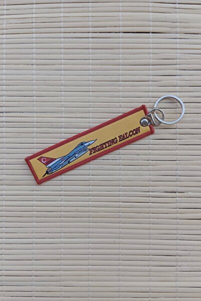 İZMİR ASKERİ MALZEME سلسلة مفاتيح من القماش المطرز باللون الأصفر والأحمر من ف...